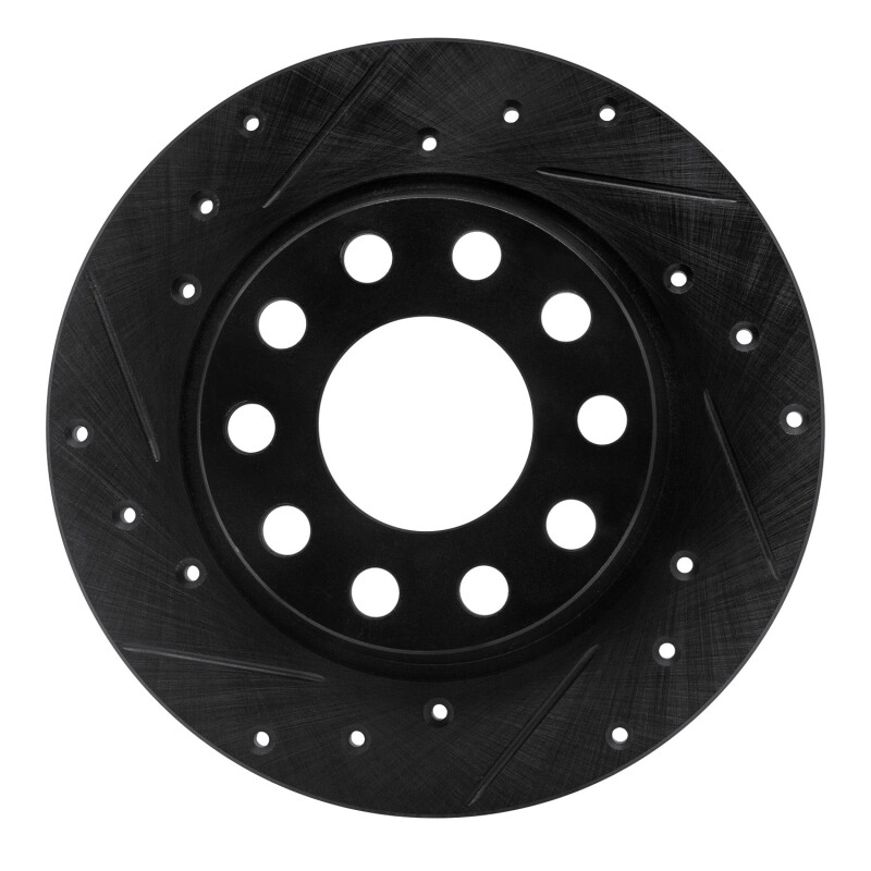 Volkswagen EuroVan Brake Rotor (1) - Front Left - R1 Concepts - Drilled & Slotted - Black - `01-`03